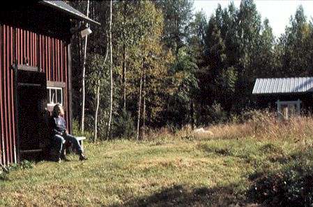 Marie outside the barn